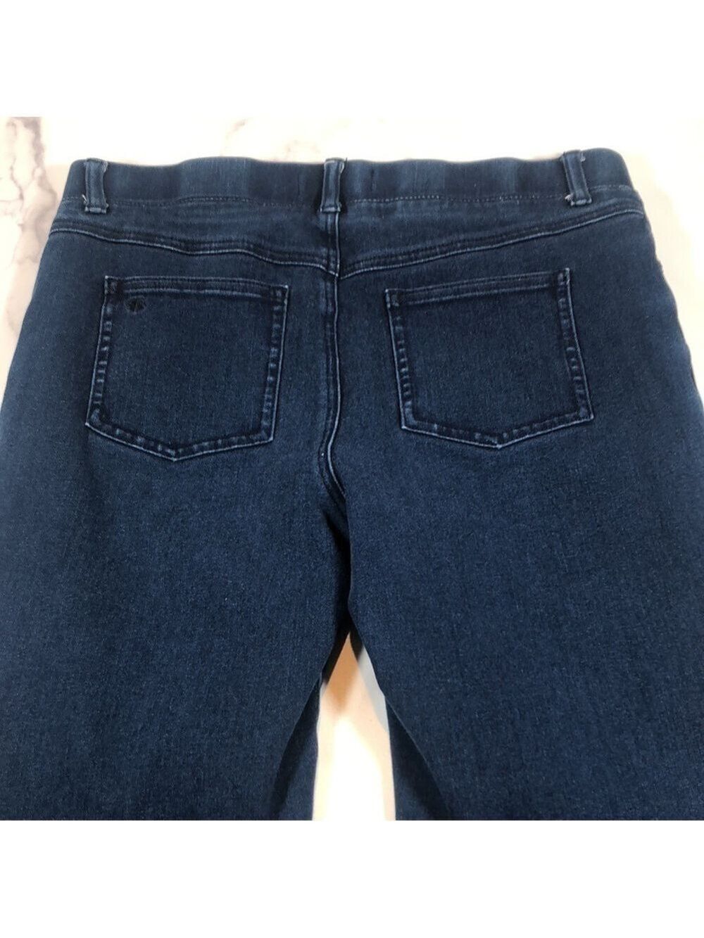 Betabrand Straight-Leg | 4-Pocket Pull On Yoga Denim Pant Medium, Short Petite - Picture 6 of 13